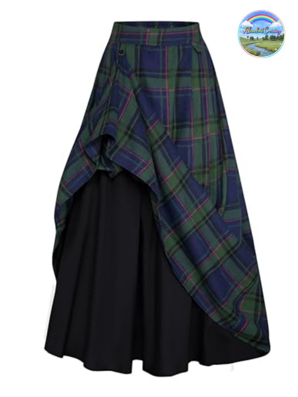 High Waist Plaid Maxi Skirt with Pockets Two-Way Wear A-Line